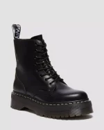 Jadon White Stitch Smooth Leather Platform Boots