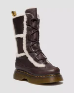 Buzz Lace Up Faux Fur Lined Grizzly Leather Lace Up Boots