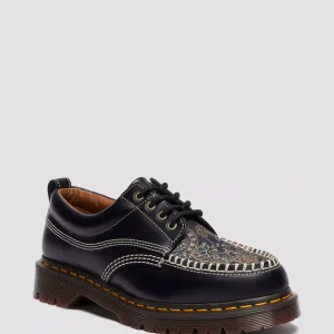 Lowell Leather & Jacquard Lace Up Moc Toe Shoes