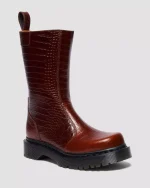 REJENA Croc Emboss Leather Boots