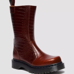 REJENA Croc Emboss Leather Boots