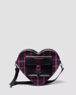 HEART BACKPACK PINK TARTAN LEATHER HEART BAG