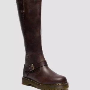 Anistone Knee High Crazy Horse Leather Biker Boots