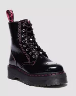 Jadon Distressed Patent Leather Platform Boots