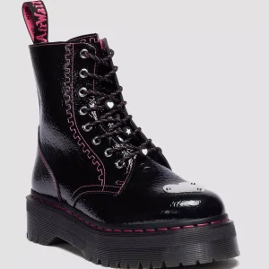 Jadon Distressed Patent Leather Platform Boots