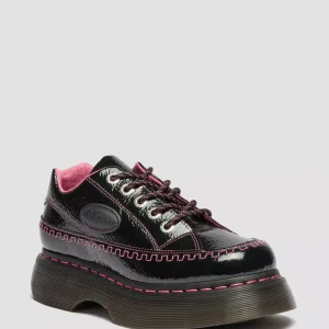 Buzz 5-Eye Distressed Patent Leather Shoes