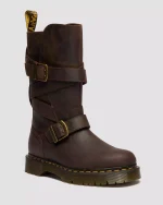 Anistone Two Strap Tall Crazy Horse Leather Biker Boots