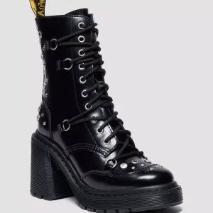 CHESNEY Studded Buttero Leather Flare Heeled Boots