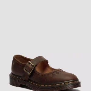 Mary Jane Flower Crazy Horse Leather Shoes