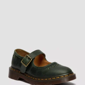 Mary Jane Flower Crazy Horse Leather Shoes