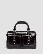 Top Handle Bag Distressed Patent Leather Bag