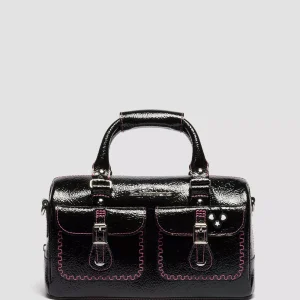 Top Handle Bag Distressed Patent Leather Bag