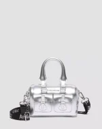 Mini Top Handle Bag Silver Patent Leather Bag