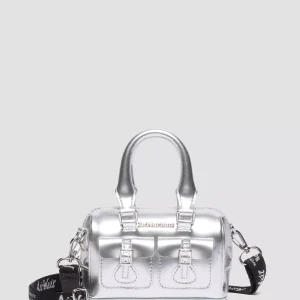 Mini Top Handle Bag Silver Patent Leather Bag