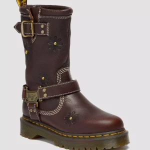 Anistone Hi Flower Grizzly Leather Biker Boots