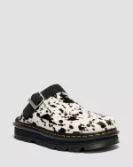 Zebzag Dalmatian Hair On Leather Slingback Platform Mules