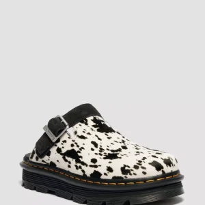 Zebzag Dalmatian Hair On Leather Slingback Platform Mules