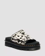 Zebzag Slides Dalmatian Hair On Leather Strap Platform Sandals