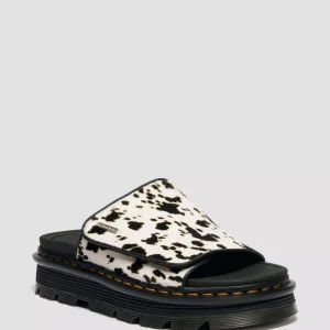 Zebzag Slides Dalmatian Hair On Leather Strap Platform Sandals
