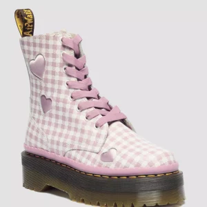 JADON HEART Gingham Leather Platform Boots