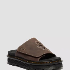 Zebzag Flower Slides Crazy Horse Leather Strap Platform Sandals