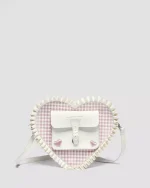 HEART BACKPACK Frilled Gingham Leather Bag