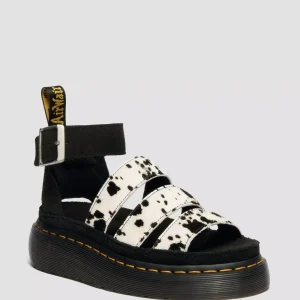 Clarissa Quad Three Strap Hair On Leather Sandals